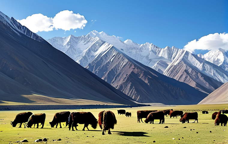 **
"A panoramic view of the Pamir Mountains in Tajikistan, showcasing snow-capped peaks and alpine meadows, with yaks grazing peacefully, fully clothed shepherds tending their flock in the distance, clear blue sky, dramatic lighting, professional photography, perfect anatomy, correct proportions, safe for work, appropriate content, fully clothed, family-friendly."
**