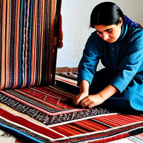 Home 24 Tajik Carpet Weaver**
"A professional female artisan weaving a traditional Tajik carpet, intricate geometric designs and vibrant natural dyes, fully clothed in modest traditional attire, workshop setting with looms and wool, safe for work, perfect anatomy, natural pose, appropriate content, family-friendly, professional photography, high quality."
**