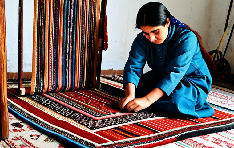 Tajik Carpet Weaver**
"A professional female artisan weaving a traditional Tajik carpet, intricate geometric designs and vibrant natural dyes, fully clothed in modest traditional attire, workshop setting with looms and wool, safe for work, perfect anatomy, natural pose, appropriate content, family-friendly, professional photography, high quality."
**