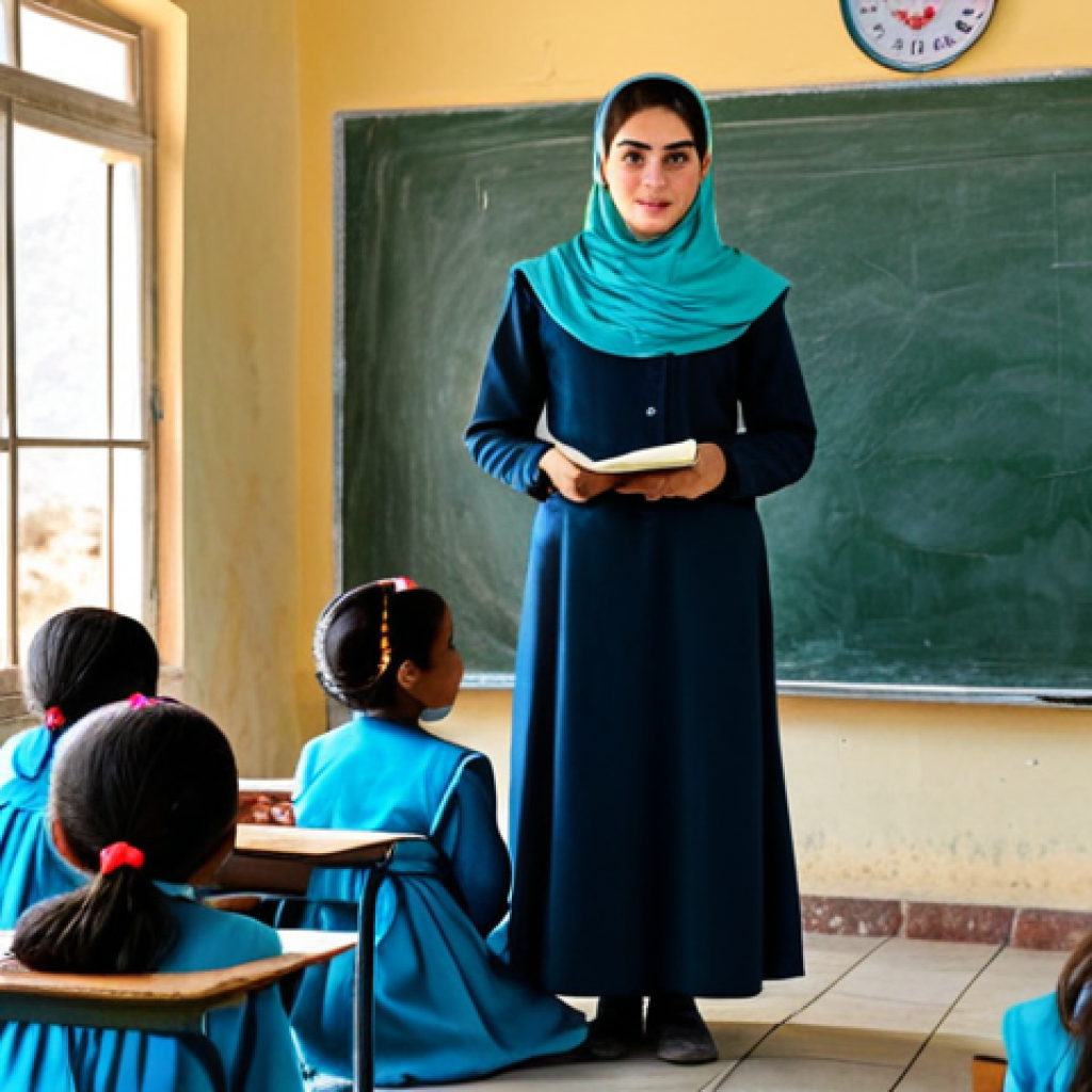 타지키스탄에서의 여성 권리 현황 - **
A female teacher in Tajikistan, fully clothed in modest traditional attire, teaching a classroom...